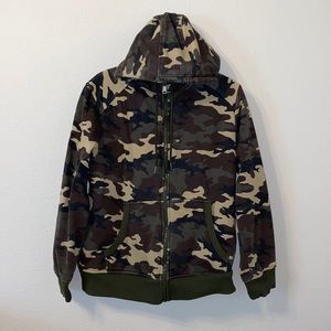 George Mens Large Fleece-Lined Camo Hooded Jacket